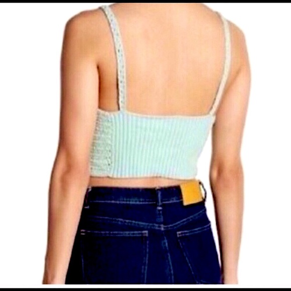 🆕🔥FREE PEOPLE GORGEOUS BERKINETTE BRAMI CROCHET MINT GREEN CROP TOP NWOT!! - Picture 6 of 8